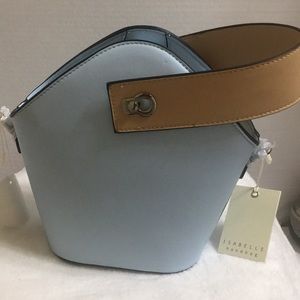ISABELLE Vegan Hand Bag Purse Light Blue Shoulder/Top Strap Bottom Studs NWT